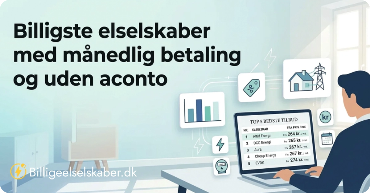 billigste elselskaber med månedlig betaling og uden aconto